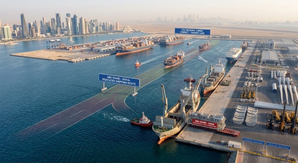 Abu Dhabi to Doha shipping route