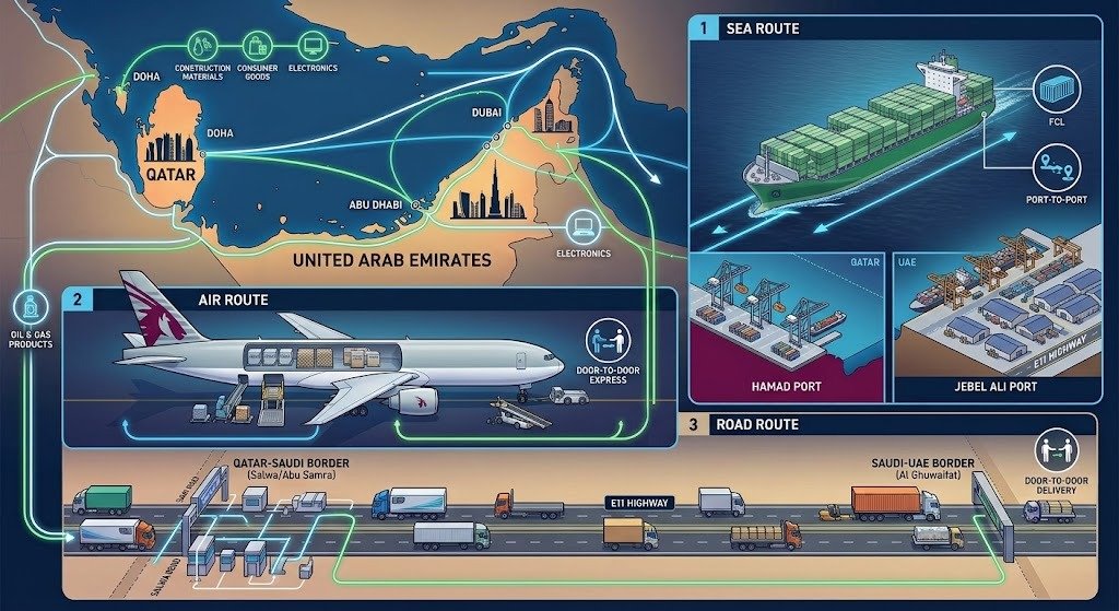 Qatar to UAE Cargo Routes
